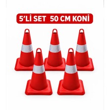 Serbugo Trafik Konisi 5 Adet Reflektifli Pvc (Silikonlu) Kırılmaz Plastik Duba Uyarı Dikmesi Dükkan Önü Otopark Bariyeri Otopark Duba 50 cm