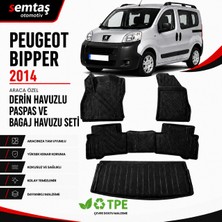 Peugeot Bipper 2014  Araca Özel Derin Havuzlu Paspas ve Bagaj Havuzu Seti Semtaş