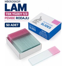 Labolist Lam - Tek Yüzey 1/3 Pembe Rodajlı Mikroskop Lamı 50 Adet