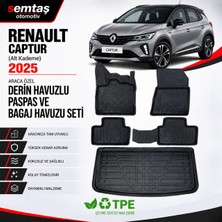 Renault Captur 2025 Alt  Araca Özel Derin Havuzlu Paspas ve Bagaj Havuzu Seti Semtaş