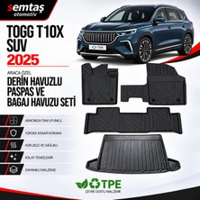 Togg T10X Suv 2025  Araca Özel Derin Havuzlu Paspas ve Bagaj Havuzu Seti Semtaş
