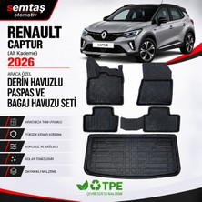Renault Captur 2026 Alt  Araca Özel Derin Havuzlu Paspas ve Bagaj Havuzu Seti Semtaş