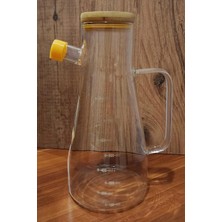 İpeknur Borosilikat Damlatmaz Bambu Kapaklı Cam Yağlık 900ML