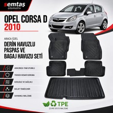 Opel Corsa D 2010  Araca Özel Derin Havuzlu Paspas ve Bagaj Havuzu Seti Semtaş
