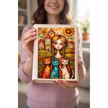 Şımartan %100 Ham Kumaş Kitap ve Defter Kılıfı - Mozaik Desenli Günebakan Köyü Tasarımı - 31X23 cm