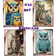 Şımartan 4'lü Baykuş Serisi Bez Defter Kitap Koruyucu Ayraç