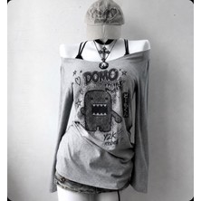 Moonstyle Collection Domo Kunn Y2K Street Vintage Ek Askılı Tam Boy Harajuku Bluz
