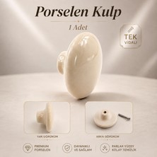 Nzb Porselen Yuvarlak Düz Krem Renk (1 Adet) Mobilya Mutfak Gardrop Dolabı Kapak Kulpu Çekmece Kulbu