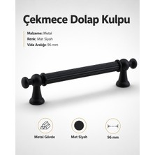 Nzb Mat Siyah Metal (96 mm - 9.6 Cm) Mobilya Mutfak Çekmece Dolap Dolabı Kulbu Kulpu Kulpları