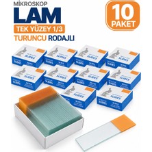Labolist Lam - Tek Yüzey 1/3 Turuncu Rodajlı Mikroskop Lam 10 Paket
