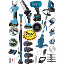 Eisenn Eısenn Bluer 5500 Full 5 Li Bahçe Seti Makas 17 cm Testere Hava Üfleme Çim Biçme Teleskop +4 Akülü