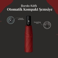 Akıllı Durak Bordo Kılıflı Otomatik Kompakt Şemsiye