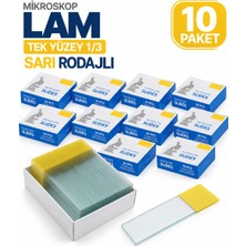 Labolist Lam - Tek Yüzey 1/3 Sarı Rodajlı Mikroskop Lamı 10 Paket