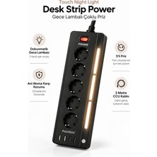 Yussraw Fulltech Ftr-26 Akım Korumalı Priz Siyah 9’lu (5 Priz + 2 Usb-A + 2 Usb-C) 3680W 16A, 2 Metre Kablolu