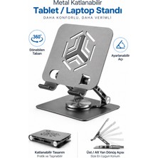 Yussraw Masa Üstü Metal Tablet Telefon iPad Standı Yatay Dikey 2 Kademeli Ayarlanabilir Alüminyum Yükseltici