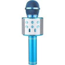 Karaoke Mikrofon Mavi Renk Bluetooth Hoparlör Hafıza Kartı USB Aux Giriş Destekli Hadi Söyle Efsane