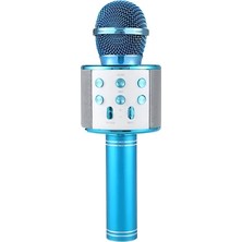 Karaoke Mikrofon Mavi Renk Bluetooth Hoparlör Hafıza Kartı USB Aux Giriş Destekli Hadi Söyle Efsane