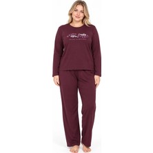 Sleeproom Büyük Beden %100 Penye Bordo Pijama Takımı