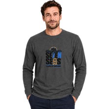 Battal Moda Antrasit Carew Uzun Kollu Tişört M-L-Xl-2xl
