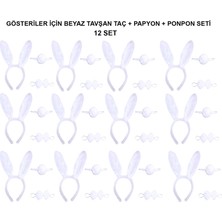 Ototechparca Beyaz Tavşan Kostüm Seti – Taç, Papyon, Kuyruk (12’li Paket) BX40