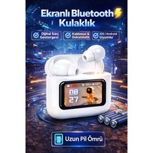 Tws Ekranlı Bluetooth Kulaklık – Dijital Şarj Göstergeli, Dokunmatik, Uzun Pil Ömrü