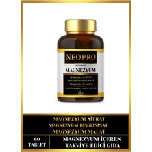 Neopro Magnezyum Sitrat, Bisglisinat ve Malat Içeren Takviye Edici Gıda 60 Tablet