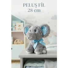 Farbu Oyuncak Peluş Sevimli Fil Mavi 28 cm Sevimli Konforlu: Peluş Uyku Yastığı Sarılma Arkadaşı Dekoratif Oyuncak