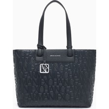 Armani Exchange Kadın Ax Logo Kabartmalı Monogram Desenli Siyah Omuz Çantası XW001481 AF15774-UC001
