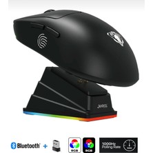 Aymestore Kablosuz Rgb Gaming Mouse 6400 Dpı Ultra Hafif 51G | Şarj Istasyonlu Bluetooth + 2.4g + Kablolu Oyuncu Mouse