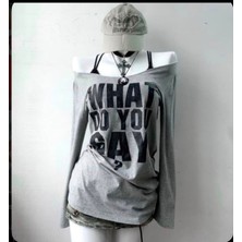 Moonstyle Collection What Do You Say? Ek Askılı Street Y2K Tam Boy Bluz