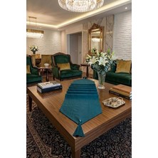 Çt Çeyizci Tekstil Çizgili Tek Runner, Colber Tek Runner 40X140CM Petrol