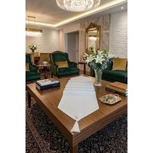 Çt Çeyizci Tekstil Çizgili Tek Runner, Colber Tek Runner 40X140CM Ekru