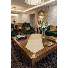 Çt Çeyizci Tekstil Çizgili Tek Runner, Colber Tek Runner 40X140CM Krem