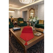 Çt Çeyizci Tekstil Çizgili Tek Runner, Colber Tek Runner 40X140CM Kırmızı