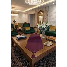 Çt Çeyizci Tekstil Çizgili Tek Runner, Colber Tek Runner 40X140CM Mürdüm