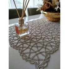 Çt Çeyizci Tekstil Fransız Dantel Detaylı Tek Runner, Masa Üzerine Runner, Masa Örtüsü Runneri
