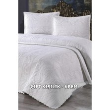 Çt Çeyizci Tekstil Çift Kişilik Dantelsiz Yatak Örtüsü 3 Parça - Ekru Bedspread
