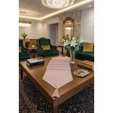 Çt Çeyizci Tekstil Çizgili Tek Runner, Colber Tek Runner 40X140CM Pudra