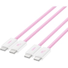 Belkin 2'li Örgülü Usb-C - Usb-C Kablo, 1,5 M, 60 W, Yumuşak, Esnek ve Hızlı Şarj Kablosu, iPhone 17 ve 16 Serisi, Galaxy S25, Pixel 10, iPad Pro ve Daha Fazlasıyla Uyumlu, Pembe