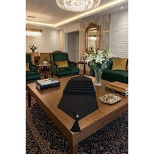 Çt Çeyizci Tekstil Çizgili Tek Runner, Colber Tek Runner 40X140CM Siyah