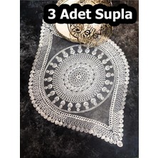 Çt Çeyizci Tekstil Amerikan Servis, 3 Supla, Masa Örtüsü 3lü Peçete, Servis Sunum Seti - Krem 3 Supla