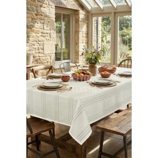 Çt Çeyizci Tekstil Çizgili Tek Masa Örtüsü Colber 160X220CM - Ekru