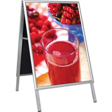 Tilki Dünyası Alüminyum Çift Taraflı Kaldırım Panosu Eco A-Board Açılır Kapanır Çerçeveli Poster Standı Gümüş - Baskısız -