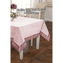 Çt Çeyizci Tekstil Lüks Kadife Masa Örtüsü, Dantelli Kadife Masa Örtüsü 160X220CM Kadife Masa Örtüsü