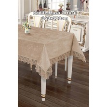 Çt Çeyizci Tekstil Lüks Kadife Masa Örtüsü, Dantelli Kadife Masa Örtüsü 160X220CM Kadife Masa Örtüsü