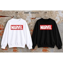 Belirtilmemiş 2'li Marvel Baskılı Ünisex Penye Sweatshirt