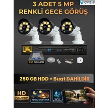 Vartek Bilişim 3 Kameralı Set 250 GB HDD Full Hd Gece Görüşlü Güvenlik Kamerası Sistemi-Sabit Ip Gerektirmez-