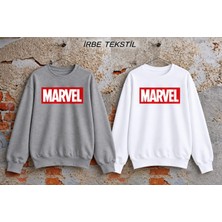 Belirtilmemiş 2'li Marvel Baskılı Ünisex Penye Sweatshirt