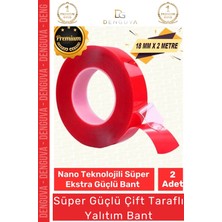 Denguva Premium Ekstra Güçlü Çok Amaçlı Çift Taraflı Tamir Dış Mekan Montaj 2mt Silikon Şeffaf Bant 2 Adet