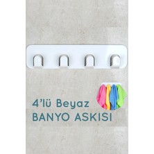 4'lü Beyaz Yapışkanlı Banyo Askısı